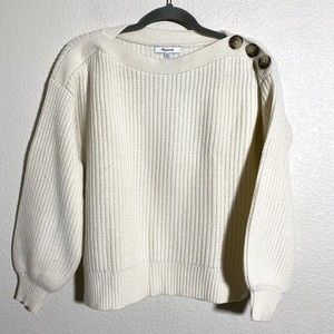 Madewell Boatneck Bubble Sleeve Merino Wool Womens Sweater Size XXS Beige
